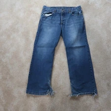 Old Navy Bootcut Jeans Men's 38x32 Blue Denim Distressed Button Fly