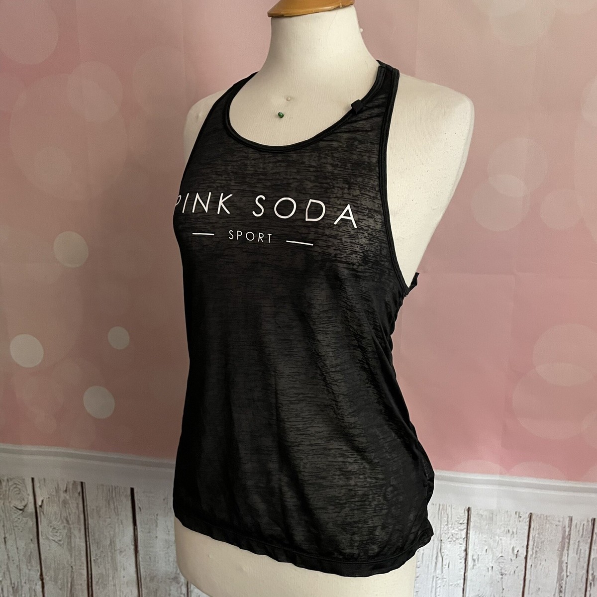 Ladies Pink Soda Gym Top Sports Bra GREEN/BLACK UK VGC - Main Image