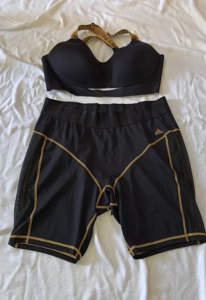 Ivy Park Beyoncé Adidas Sujetador Negro Dorado 2X Pantalones Cortos Atléticos 3X GOTEO 2.2 OBTIENES AMBOS Foto 4 de 4