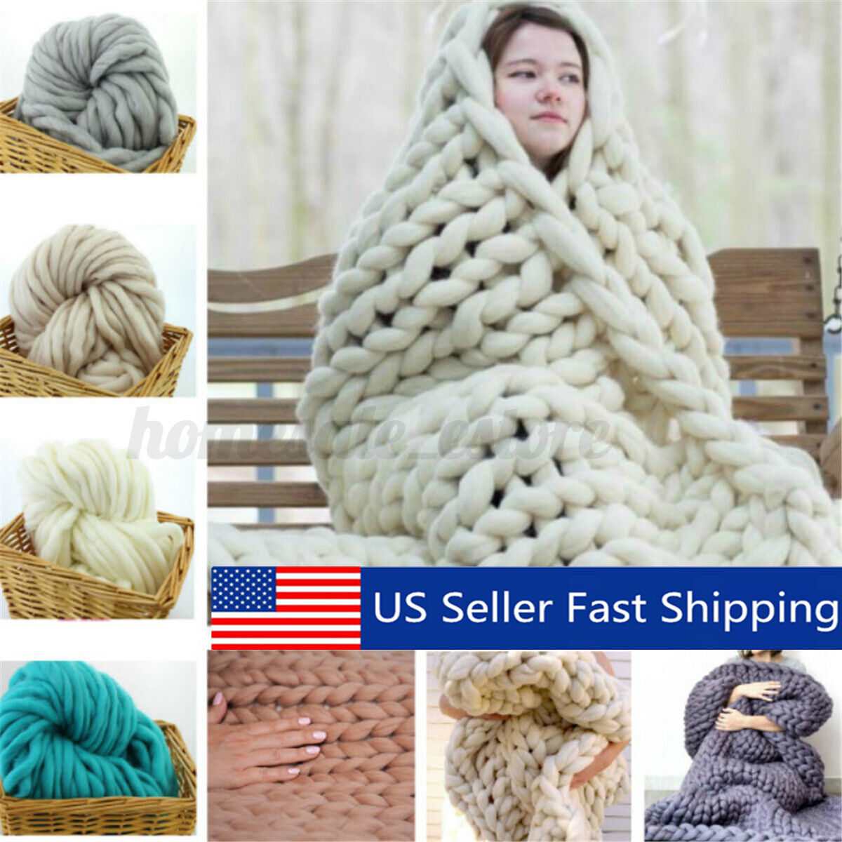 Handmade Knitted Blanket Throw