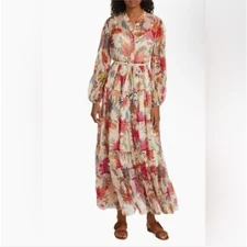 Zimmerman Ginger Tiered Maxi Dress in Cream Floral Size 2