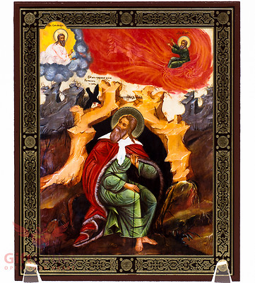 Wooden Icon of Prophet Elijah Elias Ilias Икона Пророк Илия 5.1'' x 6.2''