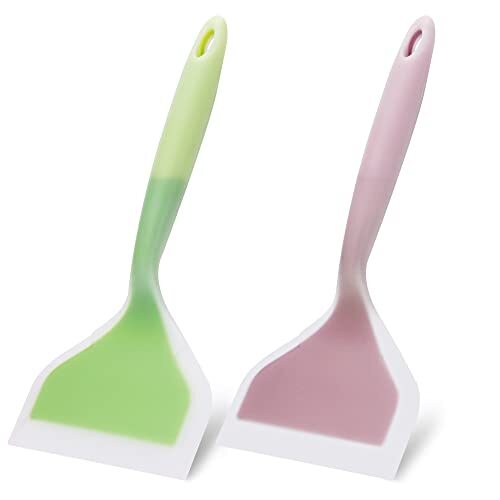 2 Pack Silicone Pancakes SpatulaWide Pancakes Spatula Turner for Eggs Fish Pi...