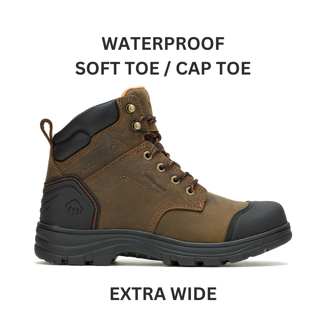 WOLVERINE W240055-EW Mens CARLSBAD 6-Inch Extra Wide Brown Leather Work Boot