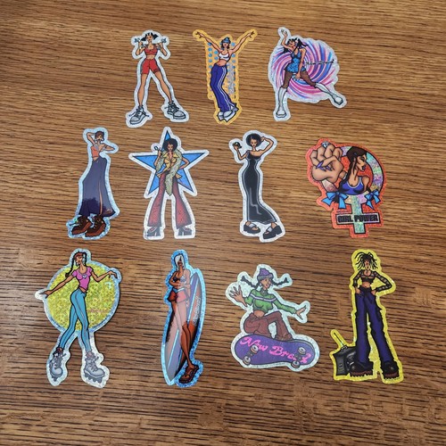 Vintage Y2k 90s NEW New Breed GIRL POWER Prism Vending Machine Stickers FULL SET - 第 1/12 張圖片