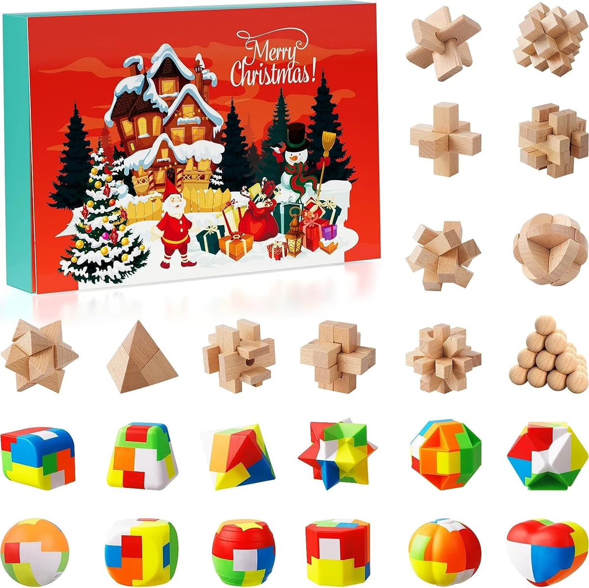 2023 Advent Calendar - 24 Brain Teaser Puzzles & Toys for Christmas  Countdown | eBay