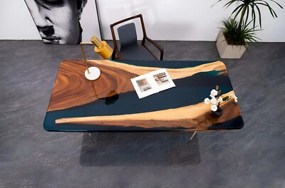 Custom Live Edge Epoxidharz River & Ocean Wood Table | Walnut Tabletop Only