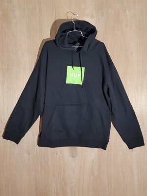 HUF hoodie sweater mens XL pullover long sleeve black PF00465