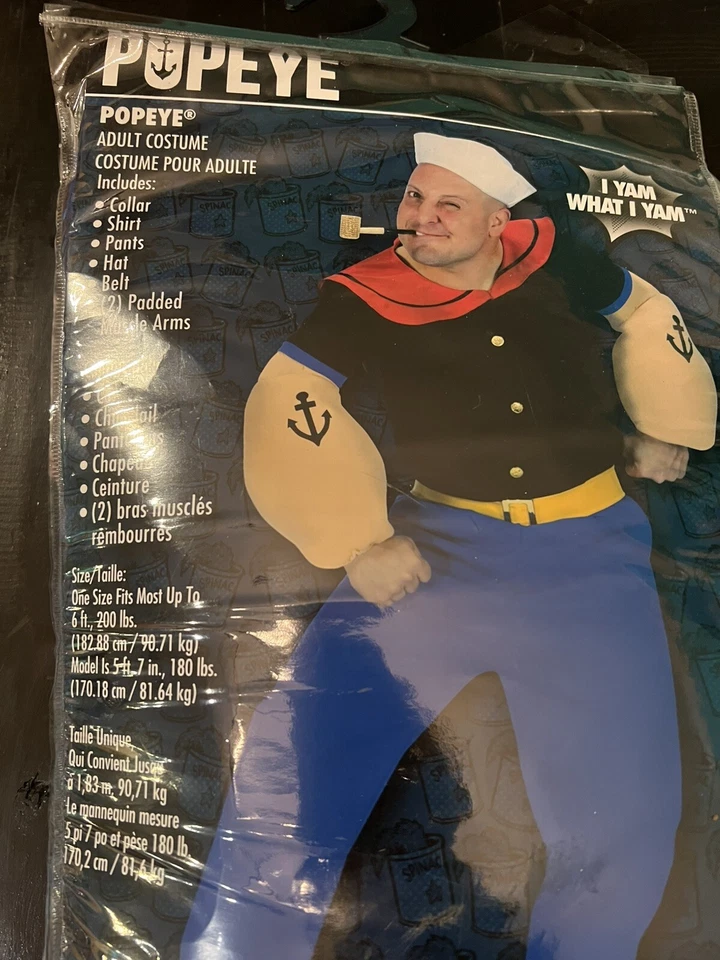 Disfraz de Halloween Popeye el Marinero Vintage Dibujos Animados Adulto Talla Única para la mayoría Foto 2 de 3