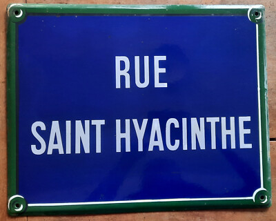 Antike Große Platte Emailliertes Straße Sankt Hyazinth Paris Werbung Loft BAR