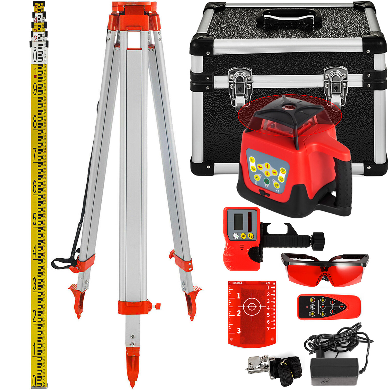 Laser rotatif pour terrassement et maconnerie set complet rouge