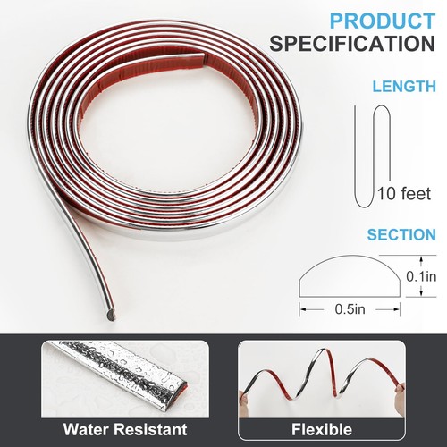 Moldura de pared autoadhesiva de vinilo flexible para pelar y pegar de 10 pies - Imagen 3 de 6