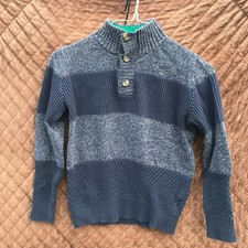 Tommy Hilfiger 1/4 button Sweater Boy's Size Medium 12-14 Blue Gray Knit