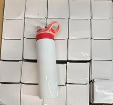 12oz Straight Flip Top Lt Pink/Dk Pink Lid Sublimation Tumbler (Box of 25pcs)