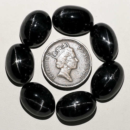 Posten 7 Stck. Natürliche Schwarz Stern Diopsid Hochwertig 17mm-19mm Oval Cabochon Edelsteine - Bild 8 von 12