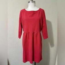 LOFT Red Sheath Dress with Bateau Neckline and Dolman Sleeves