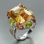 Jewellery 24 ct+ Natural Citrine Quartz Ring 925 Sterling Silver Size 8 /R472492