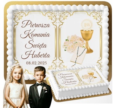Erste Heilige Kommunion Essbar Tortenaufleger Torte Geburstag Zuckermasse +NAME