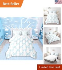 All-Season Bowknot Queen Bedding Set - Cozy Easy Care for Kids' Rooms