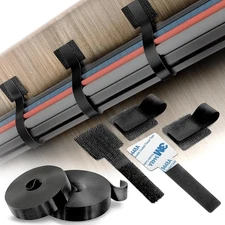 40 Pc Self Adhesive Cable Management Kit Black