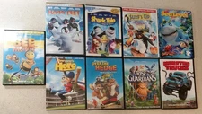 9x Dvd Movie lot,Bee movie,Happy feet,shark tale,surfs up,or the hedge,mnstr trk