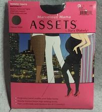 Assets Sara Blakely Maternity Tights Size 3 Black Opaque Stripe New