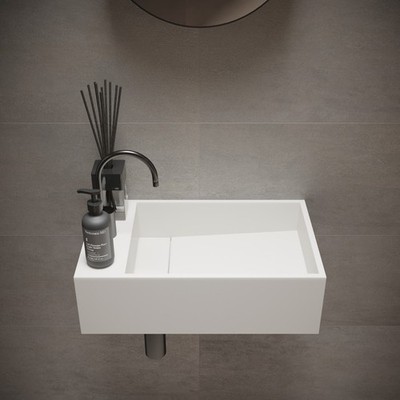 ideavit Solidcube Aufsatzwaschbecken Solid Surfaces 50x30x15cm Weiß Matt 1 Loch