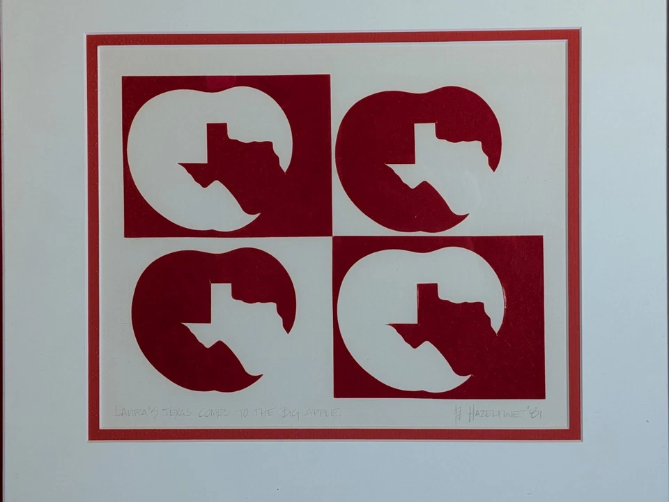 Vintage 1981 Hazelfine mídia mista Texas na Big Apple NYC depois de Robert Indiana - Imagem 2 de 4