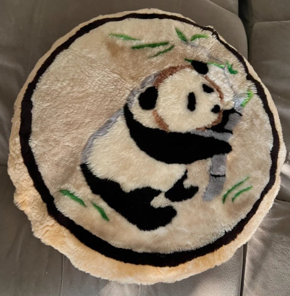 Vintage Panda Bamboo Round Decorative Pillow 19" - Image 2 of 4
