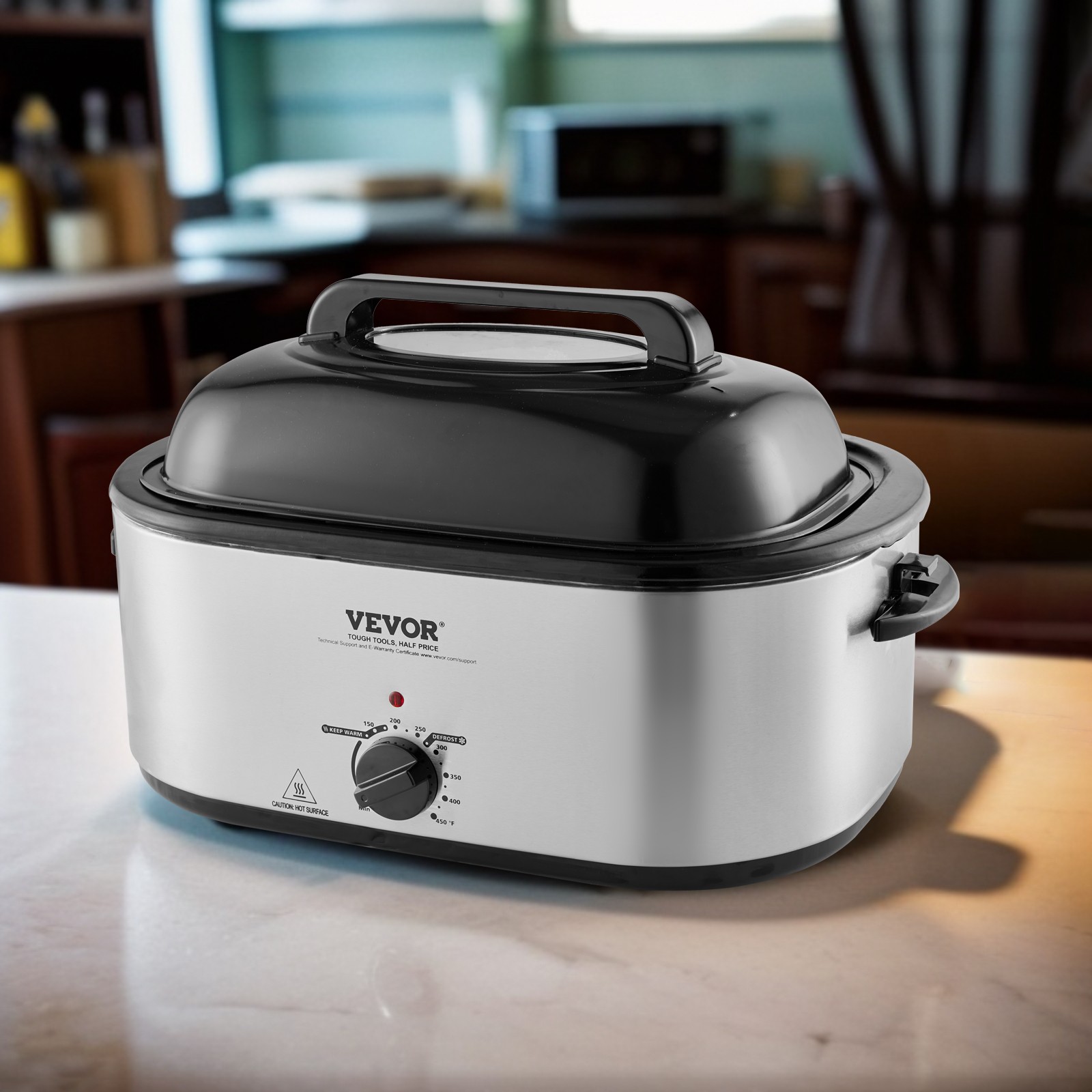 VEVOR Electric Roaster Oven 26QT Turkey Roaster Oven with Self-Basting Lid 1450W