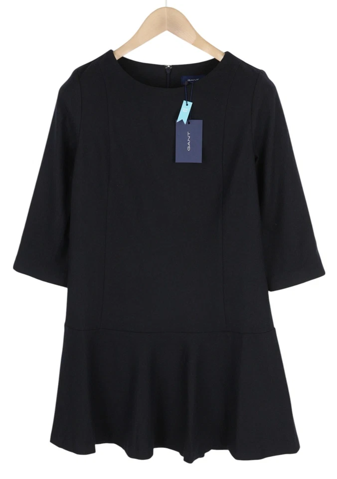Gant Flanelle Évasée Robe Femme EU34 Bleu Mélange De Laine Col Rond Mini - Photo 1/4