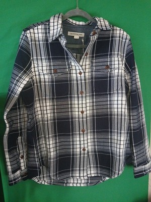 Bnwt Outerknown Womens Navy Plaid Blanket Shirt 100% Organic Cotton Extra Small