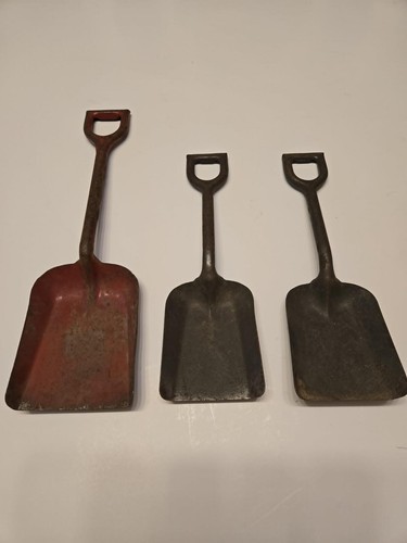 Set of 3 Vintage Metal Shovels with D-Handle Grips