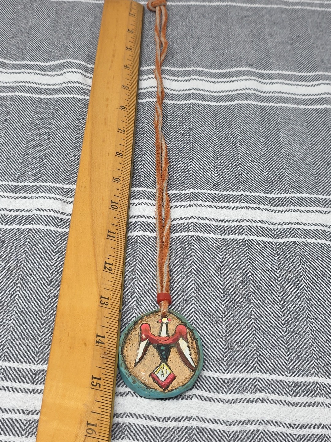 Signed Jama Native American eagle ceramic Necklac… - image 7