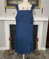 Azazie Weisz Blue Pleated Chiffon Dress Size A20 Large