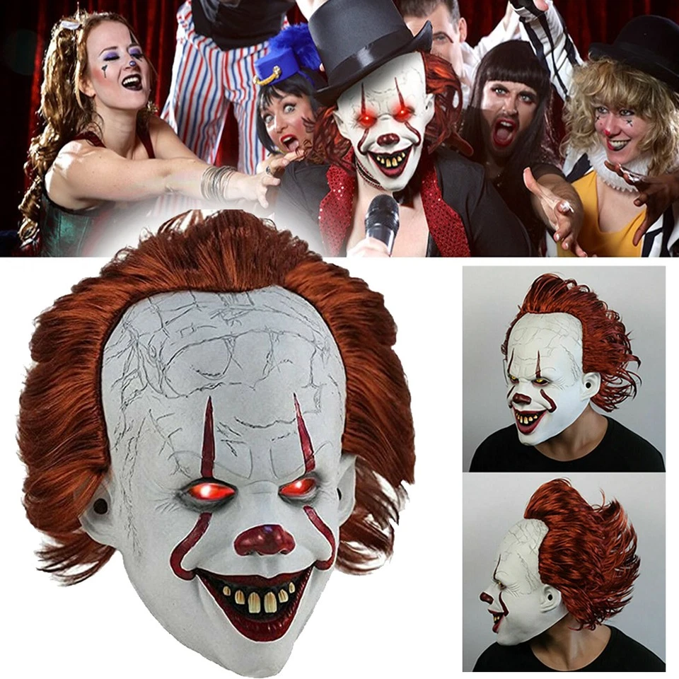 Pennywise Clown Maske Stephen Kings Es Maske Horror Halloween Cosplay Kostüm DE - Bild 3 von 4