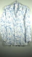 J Jill Shirt Women M Blue Floral Button Up Shell Button Lightweight Cottage Core