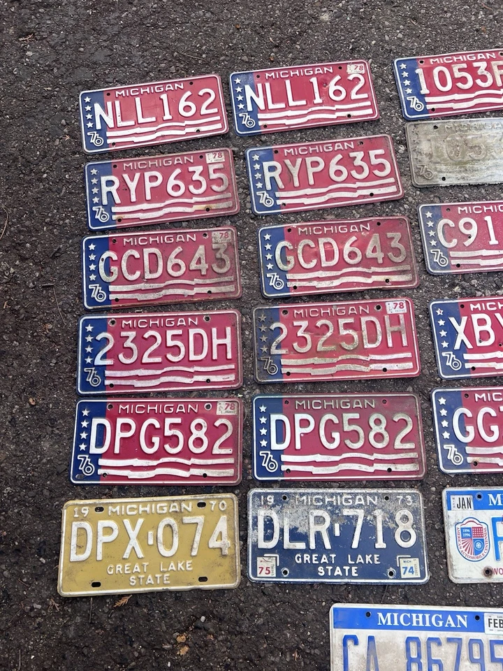 Лот Мичиган винтажные номерные знаки сняты с производства 1970-е 1980-е 1976 Двухсотлетие Msu - Изображение 2 из 4