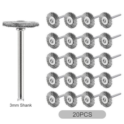 20x 22mm Rundbürsten Edelstahl Drahtbürste für Dremel Proxxon Mini Schleifer