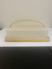 Vtg Tupperware Rectangular Sheet Cake Taker Carrier Harvest Gold 9 x 13 w/Handle