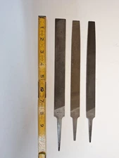 3 Vintage Slim Taper Saw Files Incl Nicholson USA, Black Diamond Tang Marks 