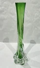 Vintage Murano Geometric Elephant Foot Bud Vase Italian 1950’s Green