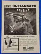 VINTAGE 1955 HI-STANDARD SENTINEL 9 SHOT REVOLVER ORIGINAL GUN / PISTOL PRINT AD