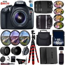 Canon EOS Rebel T6 DSLR Camera with 18-55mm is II Lens  75-300mm III Lens ...