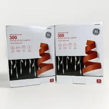 (2) 300ct Boxes GE Icicle Lights String-A-Long Clear white wedding Christmas New