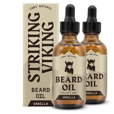 Striking Viking Beard Oil for Men - 2 Fl Oz, Pack of 2, Vanilla - Conditioning w