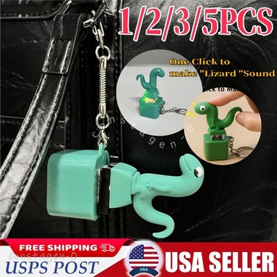 Lizard Button Keychain Sound Fidget Toy, Fun Keychain with Light Stress Relief
