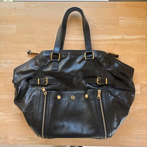Yves Saint Laurent Handbag Shoulder Bag Black Gold Tone Handwear Women's