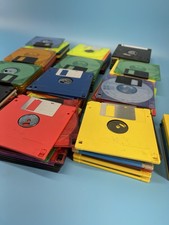 Lot 130 3.5  Floppy Disks Vintage Mixed Colors w/ Case Untested