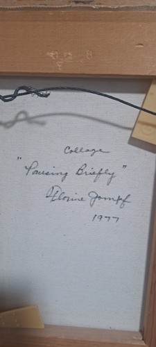 Original Signed "Passing Briefly" Tissue Collage By Florine Gompf Vintage 1977 - Picture 6 of 7